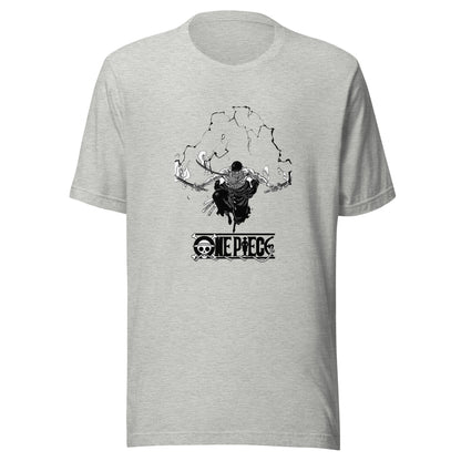 One Piece Luffy Gear 4 Unisex T-Shirt featuring a bold design on a light gray tee.